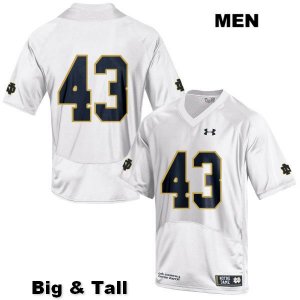 Notre Dame Fighting Irish Men's Marcus Thorne #43 White Under Armour No Name Authentic Stitched Big & Tall College NCAA Football Jersey LZD0499KS